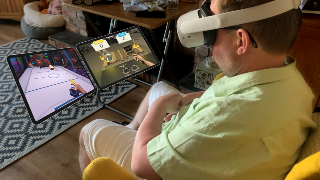 Stroke survivor using VR rehabilitation in his home